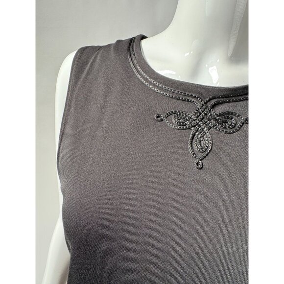 Josephine Chaus Black Embroidered Cardigan & Tank Set Rayon/Polyester S Made In - Picture 12 of 16